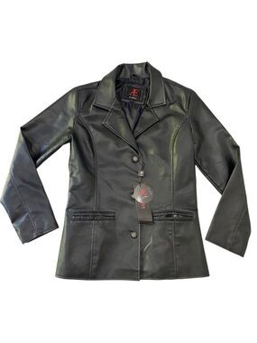 Emporio AE Di Milano Womens Faux Leather/Vegan Jacket blazer Black Size Small